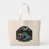Camping-avontuur Grote Tote Bag (Achterkant)