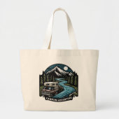 Camping-avontuur Grote Tote Bag (Voorkant)