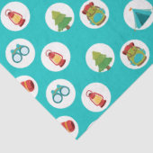 Camping Avontuurlijk Patroon op Blauw Tissuepapier (Detail)