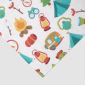 Camping Avontuurlijk Patroon op Wit Tissuepapier (Detail)