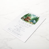 Camping Baby Beer in het Bossen Baby shower Folie Uitnodiging (Gedraaid)