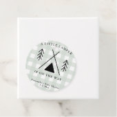 Camping baby shower bedankjes labels (In situ)