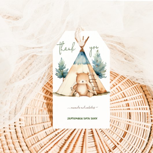 Camping Baby Shower Bedankt Cadeaulabel