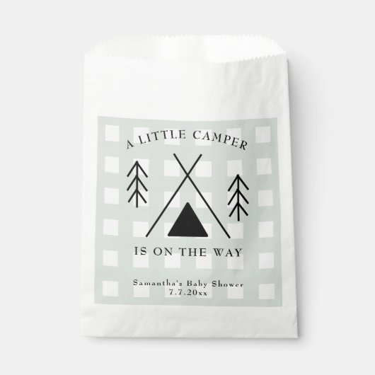 Camping baby shower bedankzakje (Voorkant)