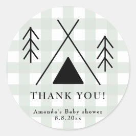 Camping baby shower - Dank je Ronde Sticker