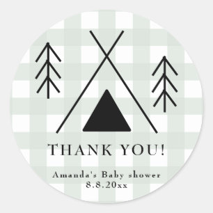 Camping baby shower - Dank je Ronde Sticker