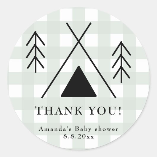Camping baby shower - Dank je Ronde Sticker (Voorkant)