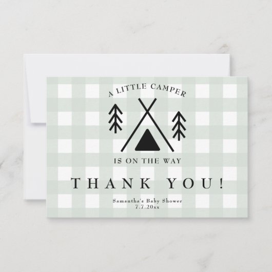 Camping baby shower - Dank u Bedankkaart (Voorkant)