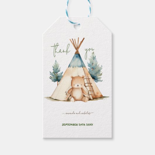 Camping Baby shower Dank u Cadeaulabel (Voorkant)