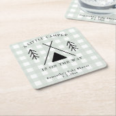 Camping baby shower kartonnen onderzetters (Schuin)