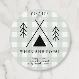 Camping baby shower - Laat het knallen! Als ze bar Bedankjes Labels