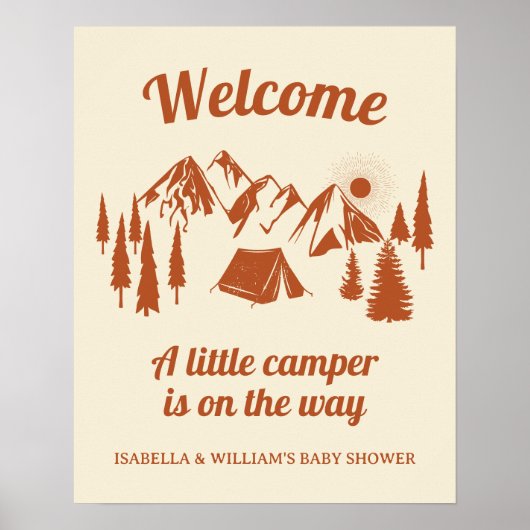 Camping Baby shower Little Camper Woodland Poster (Voorkant)