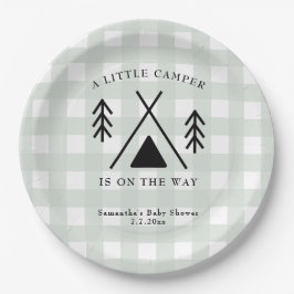 Camping baby shower papieren bordje