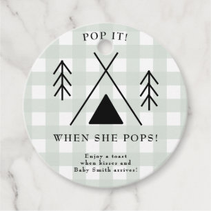 Camping baby shower - Pop het! Als ze pop! Bedankjes Labels