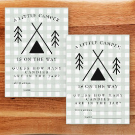 Camping baby shower - raad hoeveel snoepjes informatiekaartje
