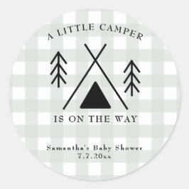 Camping baby shower ronde sticker