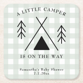 Camping baby shower vertaling kartonnen onderzetters