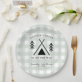 Camping baby shower vertaling papieren bordje