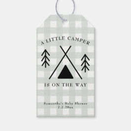 Camping baby shower vertoning cadeaulabel