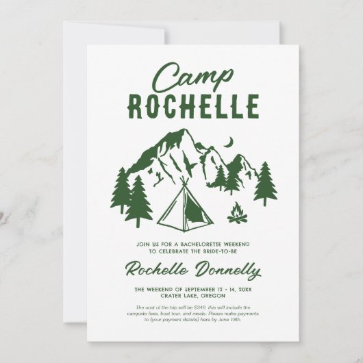Camping Bach Bachelorette Camping Kaart (Voorkant)