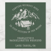 Camping Bachelorette Feest Eenvoudig Modern Sprank Wijn Etiket (Enkel label)