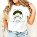 Camping Bachelorette gepersonaliseerd T-shirt<br><div class="desc">Dit is een volledig bewerkbaar "wild in de bossen" vrijgezellenfeest shirt. Bewerk ALLE woorden, lettertypen en alle kleuren. Om toegang te krijgen tot alle ontwerptools selecteert u "Bewerken met ontwerpgereedschap". Als je vragen voor mij hebt, neem dan contact met mij op via Zazzle messaging - ik ben altijd blij om...</div>