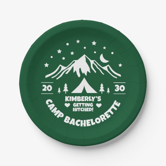 Camping Bachelorette Green Papieren Bordje (Voorkant)