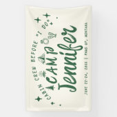 Camping Bachelorette Hut Crew I Do Groen Handgetek Spandoek (Verticaal)