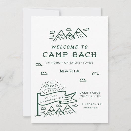 Camping Bachelorette Meisjes Trip Glamping Bach Kaart (Voorkant)