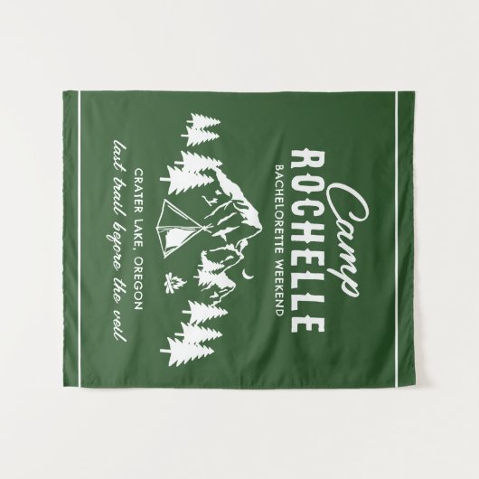 Camping Bachelorette Party Achtergrond Tapestry Wandkleed (Voorkant (horizontaal))