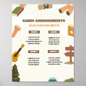 Camping Bachelorette Party Cabine Opdracht Onderte Poster (Voorkant)