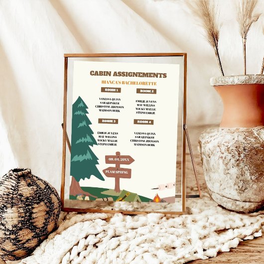 Camping Bachelorette Party Cabine Opdracht Onderte Poster