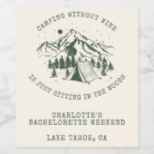 Camping Bachelorette Party Eenvoudig Modern Sparkl Wijn Etiket (Enkel label)