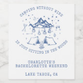 Camping Bachelorette Party Eenvoudig Modern Sparkl Wijn Etiket (Enkel label)
