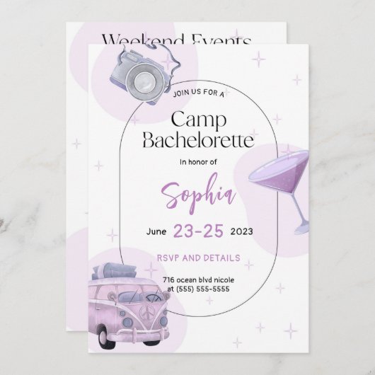 Camping Bachelorette Party Invitation Card Kaart (Voorkant / Achterkant)