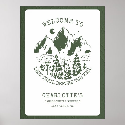 Camping Bachelorette Party Modern Welkomstbord Poster (Voorkant)