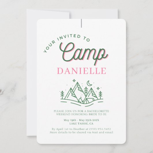 Camping Bachelorette Party Ouder Custom Kaart (Voorkant)