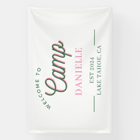 Camping Bachelorette Party Ouder Custom Spandoek (Verticaal)