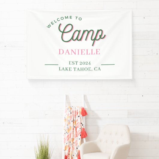 Camping Bachelorette Party Ouder Custom Spandoek (Insitu)