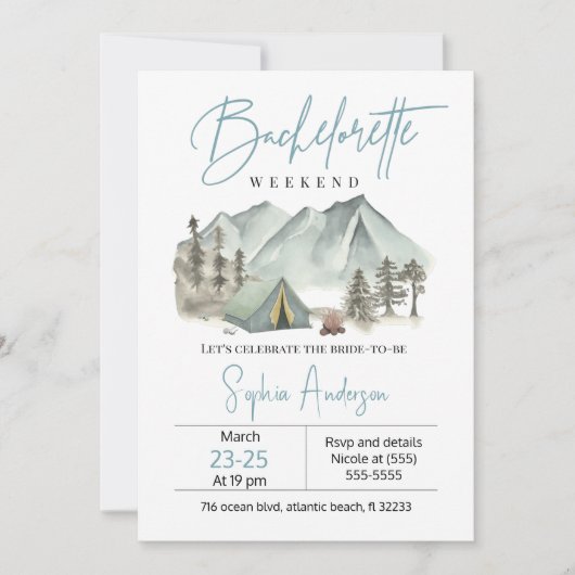 Camping Bachelorette Party Weekend Uitnodiging (Voorkant)