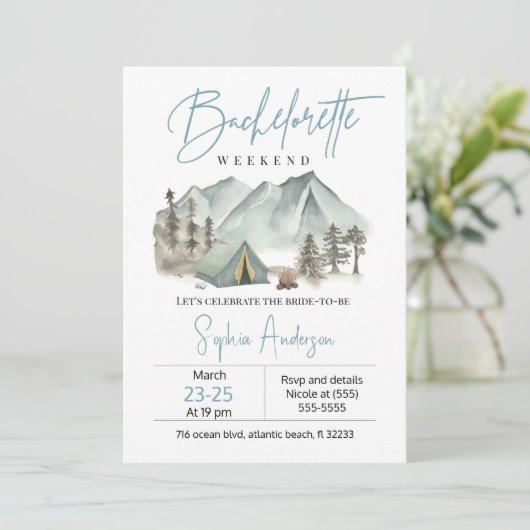 Camping Bachelorette Party Weekend Uitnodiging (Staand voorkant)