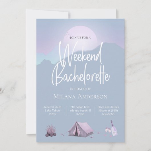 Camping Bachelorette Party Weekend Uitnodiging (Voorkant)