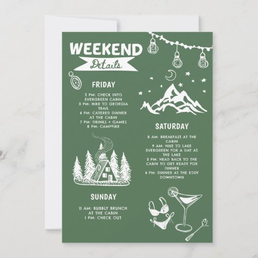 Camping Bachelorette Weekenduitnodiging Kaart (Achterkant)