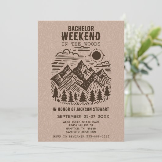 Camping Bachelorfeest Kaart (Staand voorkant)