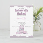 Camping Backpack Bachelorette Party Invitation Kaart (Staand voorkant)