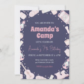 Camping Backpack Girl Birthday Invitation Kaart (Voorkant)