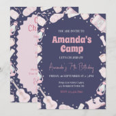 Camping Backpack Girl Birthday Invitation Kaart (Voorkant / Achterkant)