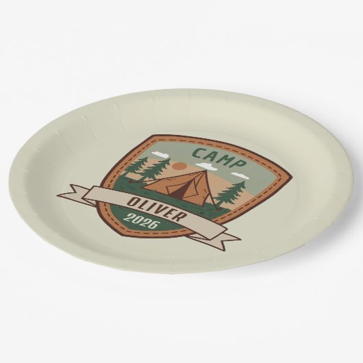  Camping Badge Gepersonaliseerd Papieren Bordje (Gekanteld)