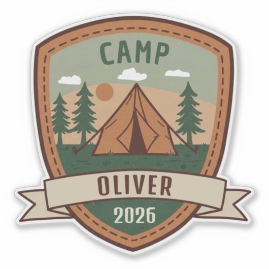  Camping Badge Gepersonaliseerd Sticker (Voorkant)