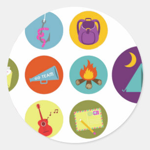 Camping Badges Ronde Sticker